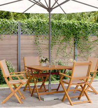 5-tlg. Garten-Essgruppe Stoff und Massivholz Taupe