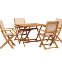 5-tlg. Garten-Essgruppe Stoff und Massivholz Beige