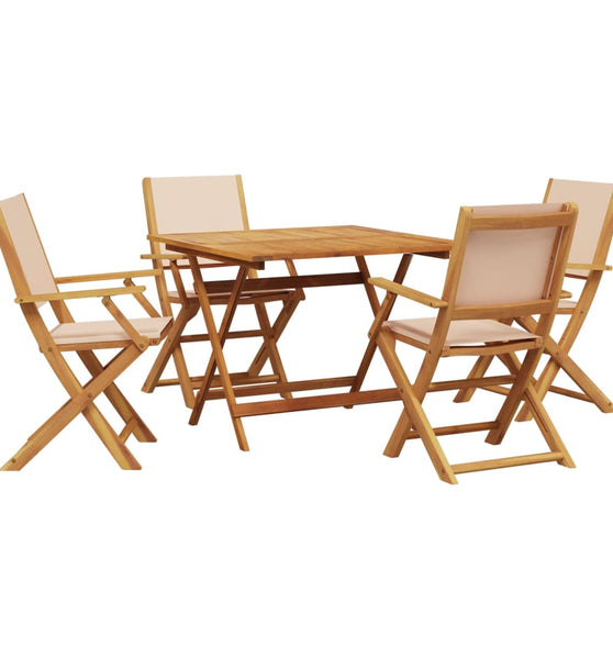 5-tlg. Garten-Essgruppe Stoff und Massivholz Beige