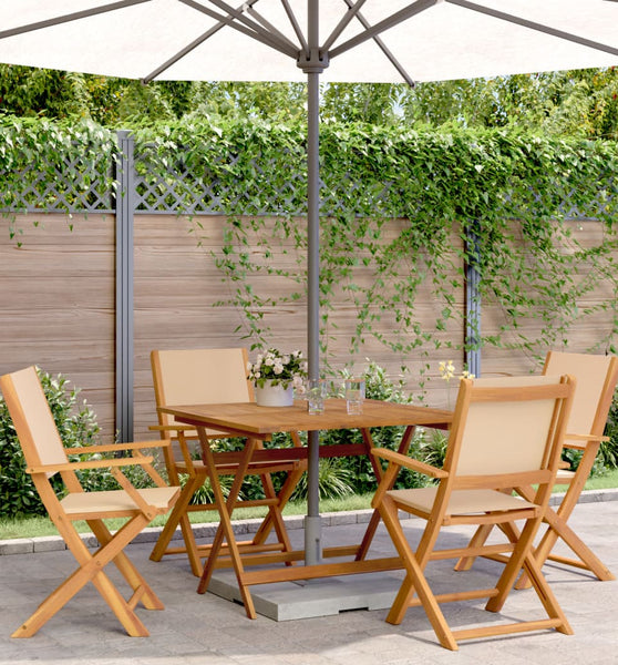 5-tlg. Garten-Essgruppe Stoff und Massivholz Beige