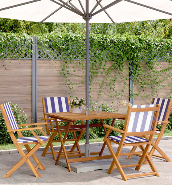 5-tlg. Garten-Essgruppe Stoff und Massivholz Blau und Weiß