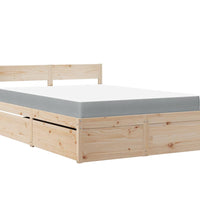 Bett mit Schubladen und Matratze 120x190 cm Massivholz Kiefer