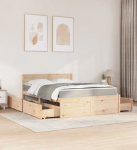 Bett mit Schubladen und Matratze 120x190 cm Massivholz Kiefer