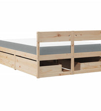 Bett mit Schubladen und Matratze 120x190 cm Massivholz Kiefer
