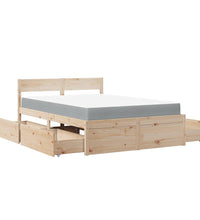 Bett mit Schubladen und Matratze 120x190 cm Massivholz Kiefer