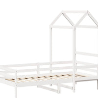 Tagesbett mit Dach Weiß 90x200 cm Massivholz Kiefer