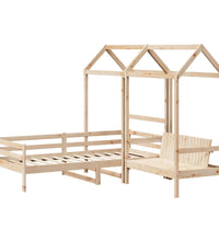 Tagesbett und Bank mit Dach 90x200 cm Kiefernholz