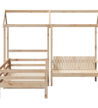 Tagesbett und Bank mit Dach 90x200 cm Kiefernholz