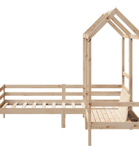 Tagesbett und Bank mit Dach 90x200 cm Kiefernholz