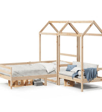 Tagesbett und Bank mit Dach 90x200 cm Kiefernholz