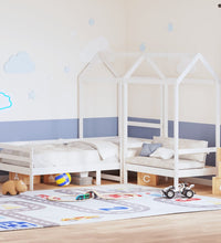 Tagesbett und Bank mit Dach Weiß 90x200 cm Kiefernholz