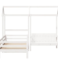 Tagesbett und Bank mit Dach Weiß 90x200 cm Kiefernholz