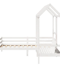 Tagesbett und Bank mit Dach Weiß 90x200 cm Kiefernholz