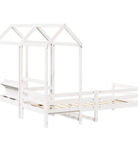 Tagesbett und Bank mit Dach Weiß 90x200 cm Kiefernholz