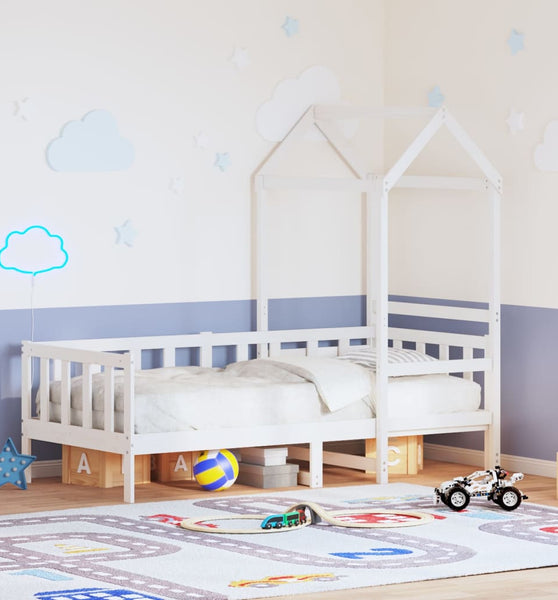 Tagesbett mit Dach Weiß 80x200 cm Massivholz Kiefer