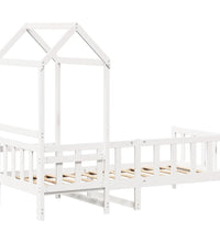 Tagesbett mit Dach Weiß 90x190 cm Massivholz Kiefer