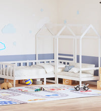 Tagesbett und Bank mit Dach Weiß 90x200 cm Kiefernholz