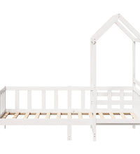 Tagesbett und Bank mit Dach Weiß 90x200 cm Kiefernholz
