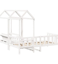 Tagesbett und Bank mit Dach Weiß 90x200 cm Kiefernholz