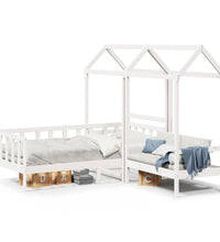 Tagesbett und Bank mit Dach Weiß 90x200 cm Kiefernholz