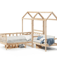 Tagesbett und Bank mit Dach 80x200 cm Kiefernholz