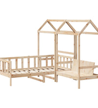 Tagesbett und Bank mit Dach 80x200 cm Kiefernholz