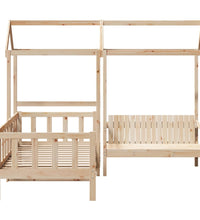 Tagesbett und Bank mit Dach 80x200 cm Kiefernholz