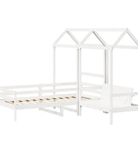 Tagesbett und Bank mit Dach Weiß 80x200 cm Kiefernholz