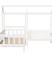 Tagesbett und Bank mit Dach Weiß 80x200 cm Kiefernholz