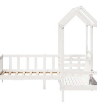 Tagesbett und Bank mit Dach Weiß 80x200 cm Kiefernholz