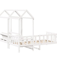 Tagesbett und Bank mit Dach Weiß 80x200 cm Kiefernholz