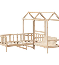 Tagesbett und Bank mit Dach 90x190 cm Kiefernholz