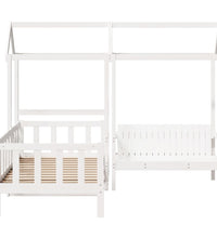 Tagesbett und Bank mit Dach Weiß 90x190 cm Kiefernholz