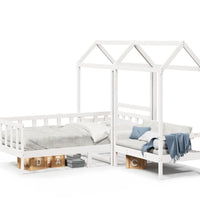 Tagesbett und Bank mit Dach Weiß 90x190 cm Kiefernholz