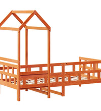 Tagesbett mit Dach Wachsbraun 90x200 cm Massivholz Kiefer