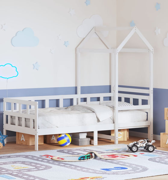 Tagesbett mit Dach Weiß 80x200 cm Massivholz Kiefer