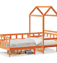 Tagesbett mit Dach Wachsbraun 80x200 cm Massivholz Kiefer