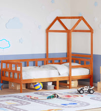 Tagesbett mit Dach Wachsbraun 90x190 cm Massivholz Kiefer