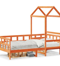 Tagesbett mit Dach Wachsbraun 90x190 cm Massivholz Kiefer