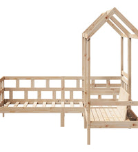 Tagesbett Set mit Dach 90x200 cm Massivholz Kiefer