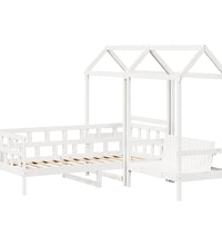 Tagesbett Set mit Dach Weiß 90x200 cm Massivholz Kiefer
