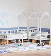 Tagesbett Set mit Dach Weiß 90x200 cm Massivholz Kiefer