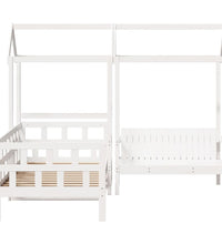 Tagesbett Set mit Dach Weiß 90x200 cm Massivholz Kiefer