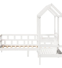 Tagesbett Set mit Dach Weiß 90x200 cm Massivholz Kiefer