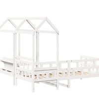 Tagesbett Set mit Dach Weiß 90x200 cm Massivholz Kiefer