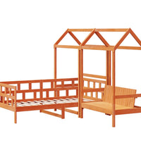 Tagesbett Set mit Dach Wachsbraun 90x200 cm Massivholz Kiefer