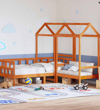 Tagesbett Set mit Dach Wachsbraun 90x200 cm Massivholz Kiefer