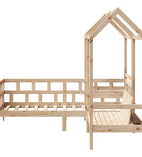 Tagesbett Set mit Dach 80x200 cm Massivholz Kiefer