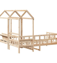 Tagesbett Set mit Dach 80x200 cm Massivholz Kiefer