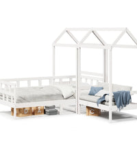 Tagesbett Set mit Dach Weiß 80x200 cm Massivholz Kiefer